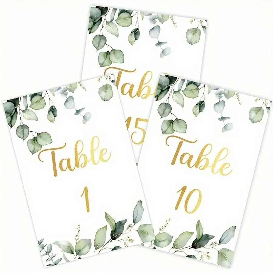 26 Pieces Wedding Table Numbers Cards 1-25 With Head Table Numbers Greenery Eucalyptus Double Sided Cards Party Centerpiece For Wedding Reception Baby Shower Birthday Bridal Party