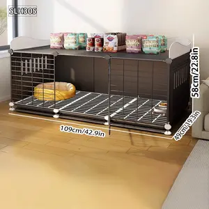 Small Dog Cage Indoor Pet House Toilet Combo, Home Use Puppy Kennel, Bichon Frise Fence, Compact Pet Enclosure