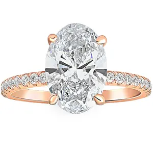 2 1/2Ct Oval Diamond Engagement Ring 14k Rose Gold Lab Grown 2 1/2Ct Oval Diamond Engagement Ring 14k Rose Gold Lab Grown