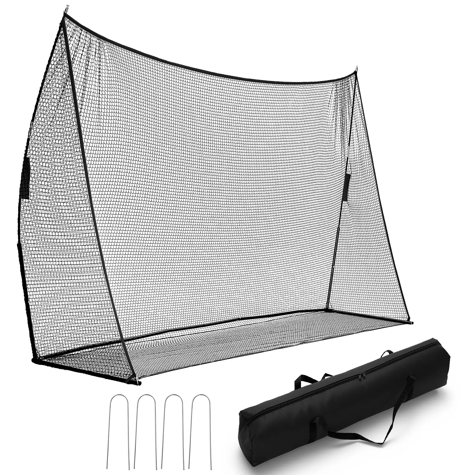 Sweetcrispy Golf Practice Net, 10x7 ft Extra Wide Driving Range with Nylon Mesh & Fiberglass Poles for Adults, Portable for Indoor/Outdoor Golf at Home, Backyard, Portable Carrier, Compact Fold, Tool-Free Assembly, Golf Clubs