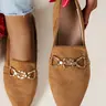 Women's Elegant Pointed-Toe Flat Shoes, Gold Chain Decor, Comfortable Non-Slip Casual Footwear, Fashionable Flats for Home & Outdoor Use, Flat Sole Shoes