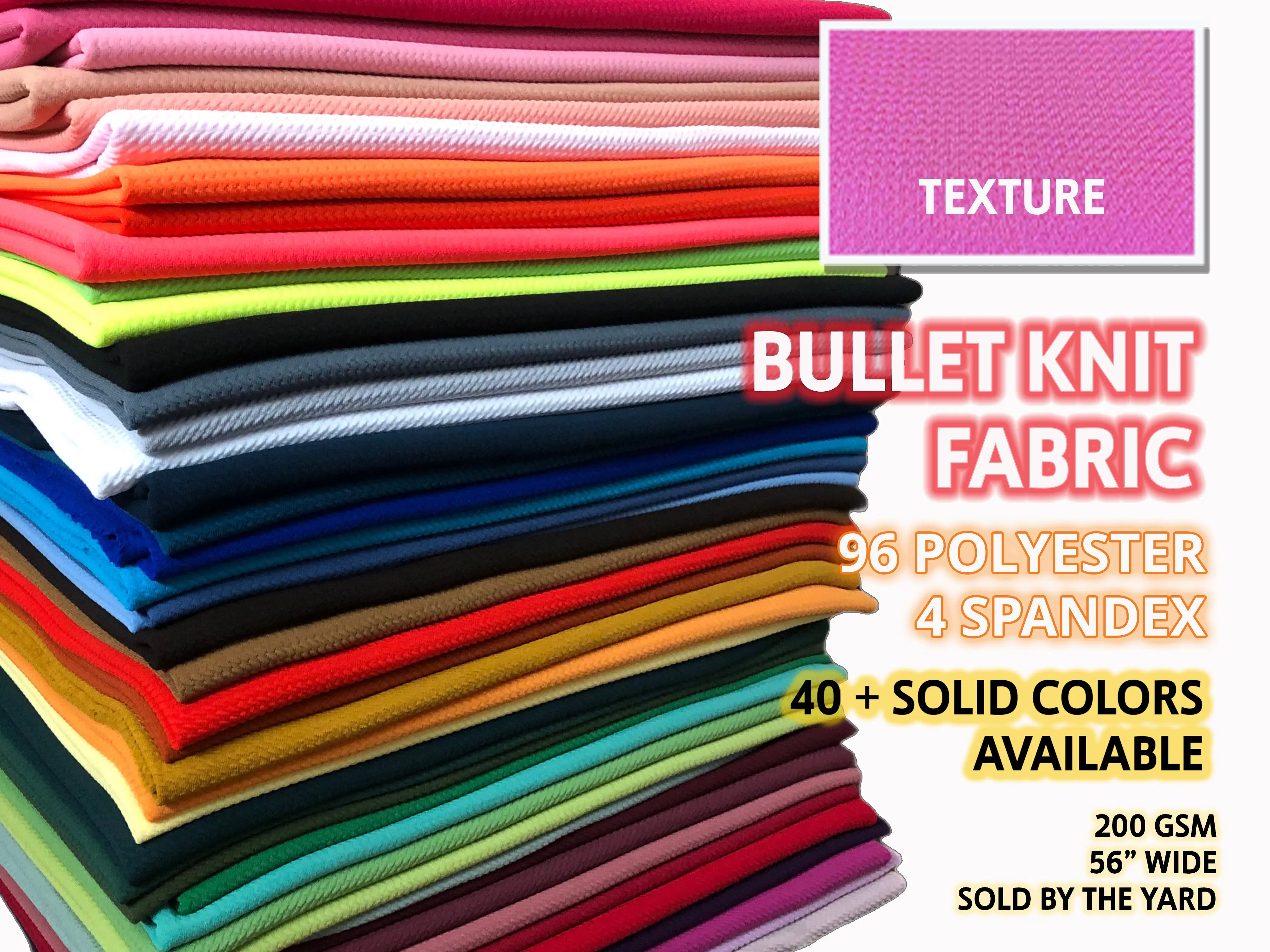 Bullet Knit Fabric, Solid Colors, Textured Stretch Knit for Dresses, Bows & Apparel, by the Yard
