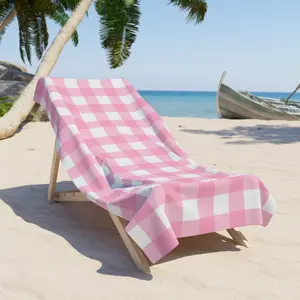 Pink Gingham Oversized Beach Towel