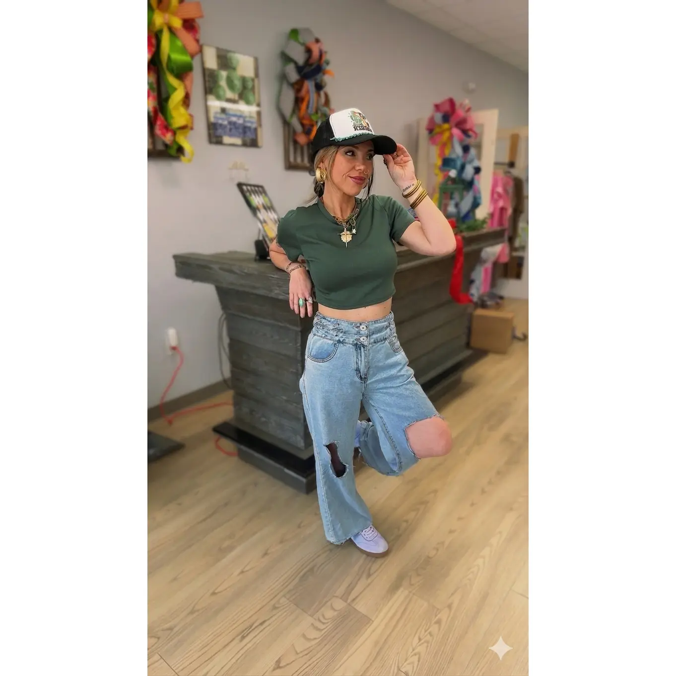 Criss-Cross High Waist Jeans