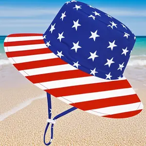 KHB17 Baby Sun Hat Baby Boy Hats Toddler Hat UPF 50+ Bucket Hat for Baby Girls Infant Beach Hat with Wide Brim Kids Caps for independence Day Memory Day