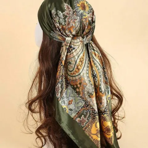 Women's Paisley Print Square Scarf, Boho Style Head Scarf for Women, Fashionable Hair Accessories for Daily Wear, Floral Print Scarf, Casual Fashionable Scarf