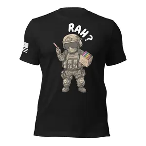 Men's Unisex Cotton Graphic Round Neck Shortsleeve T-Shirt - Funny Marine Crayon Eater Design, Casual Streetwear Top, Patriotic Military Gift