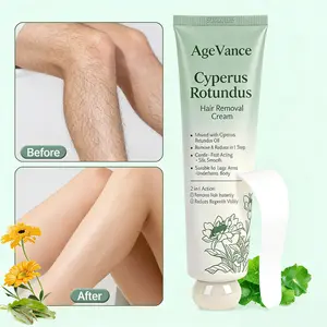 AgeVance Cyperus Oil Hair Removal Cream Painless Hair Removal Reduces Regrowth Silky Smooth Skin For Legs Arms Underarms Bikini Area Long Lasting Hair Free For Women Men  Use Natural Extracts  Vegan Friendly Gentle Depilatory