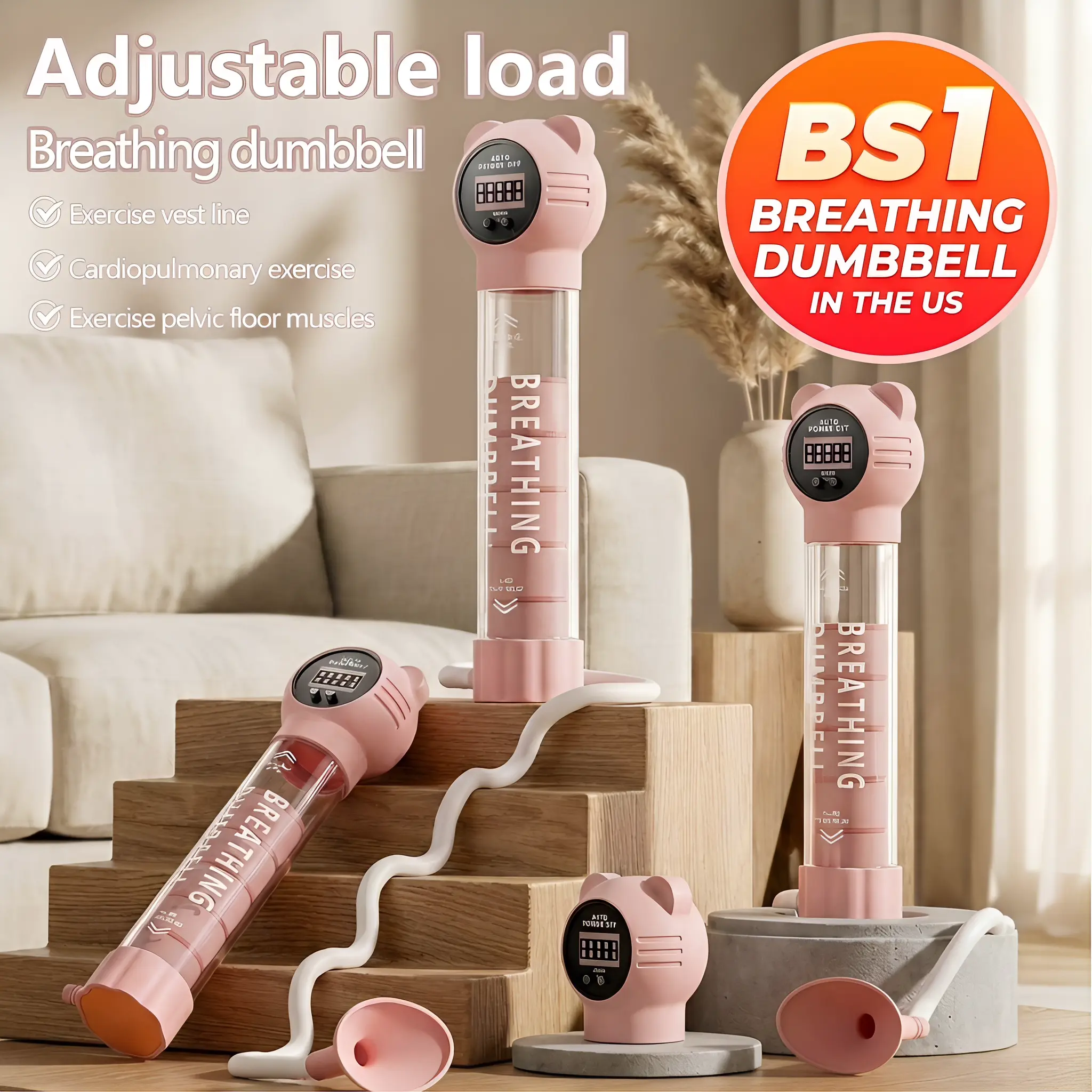 Unisex Portable Polymer Safe Breathing Dumbbell Trainer - Adjustable Resistance, Handheld Size, Secure Mouthpiece Grip, Lung Training for Fitness Enthusiasts, Singers & Speakers, Use at Home, Gym, Office, or Outdoors, Resistance Levels