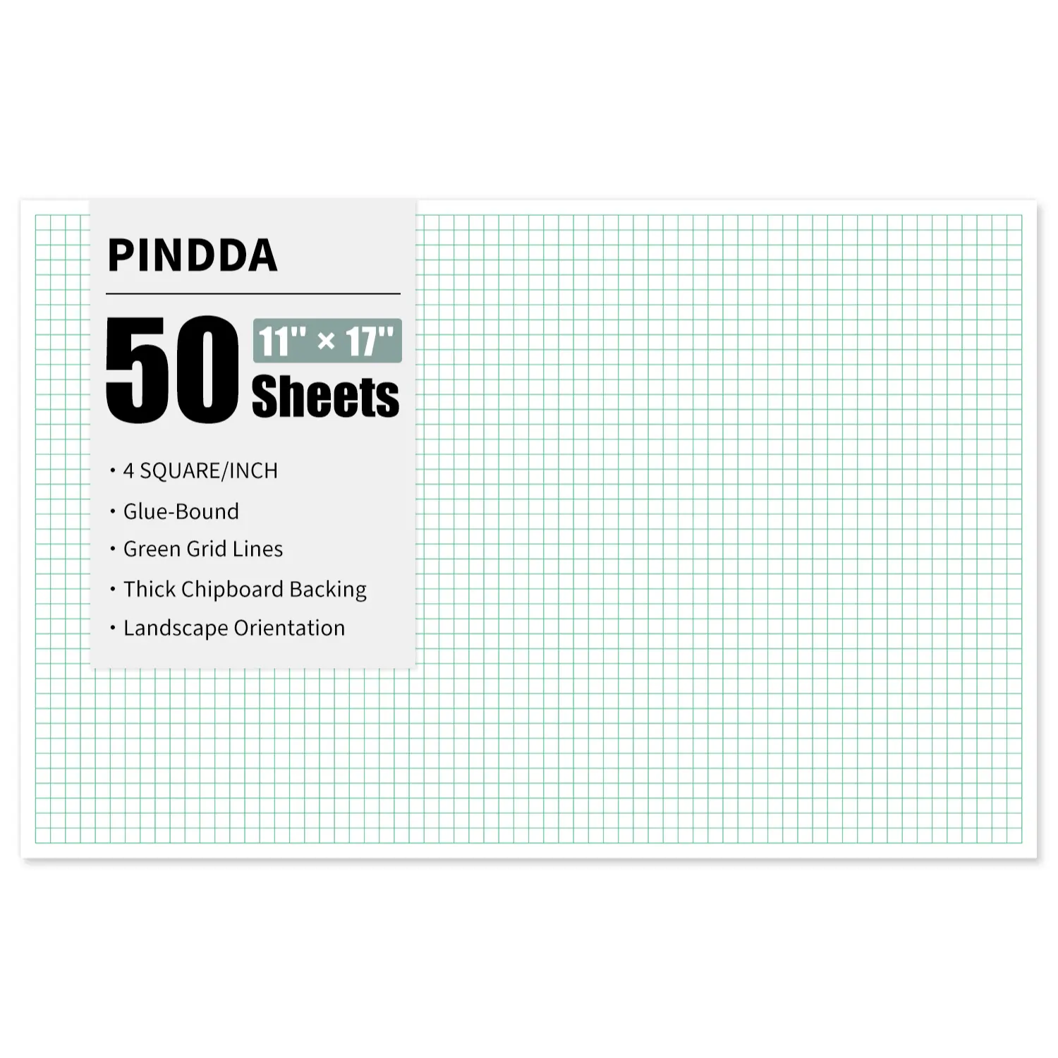 Engineering Graph Paper Pads, 11"x17 "Grid Paper, 4x4 Graph Ruled | 50 Sheets Landscape, Easy-Tear Glue-Bound, 11"x17" Cardboard Backing, for Drafting, Engineering, Architect Designers,back to school,back to school haul