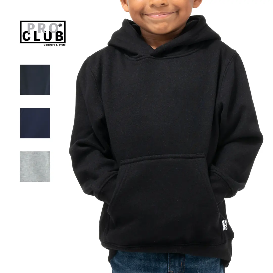 PROCLUB Youth Fleece Pullover Hoodie - PRO CLUB Comfortable & Stylish in Navy, Black, and Gray