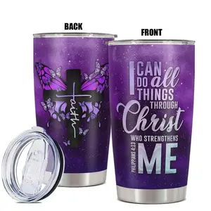 20oz, 1pc Gift, Stainless Steel Cup, Insulated Cups, Leakproof Insulated Tumbler, Insulated and Durable, Purple starry sky background, Gifts for Gift for christian, Any Occasion: Birthdays, Holidays, or Special Moments for Family, Friends, or Coworkers