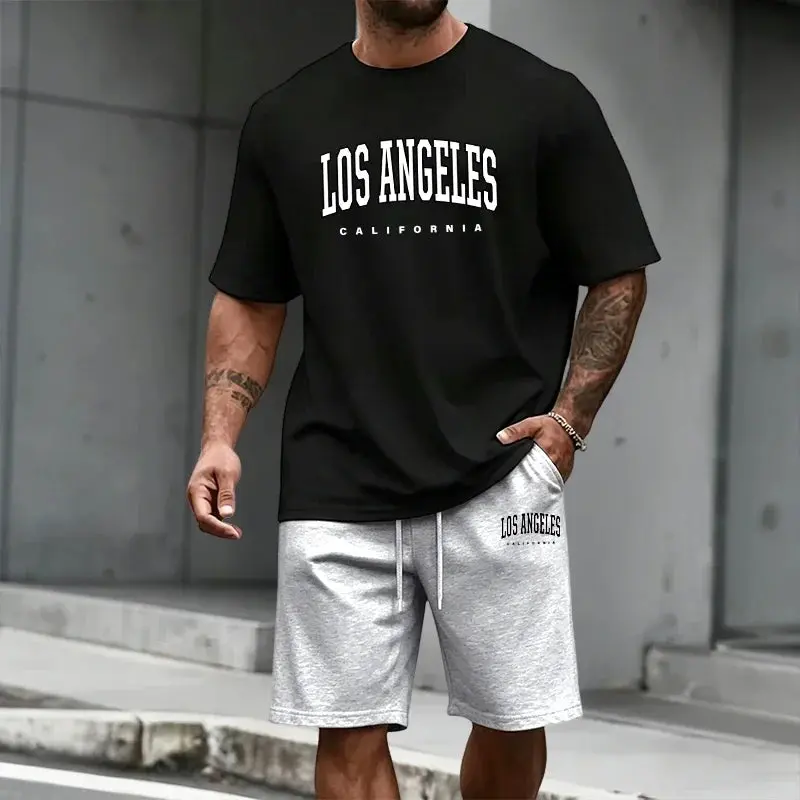 Men's Tracksuit Short Sleeve Top and Knee Length Shorts 2026 Summer Daily Casual Fashion T-shirt Outfits Home Outdoor Sportswear