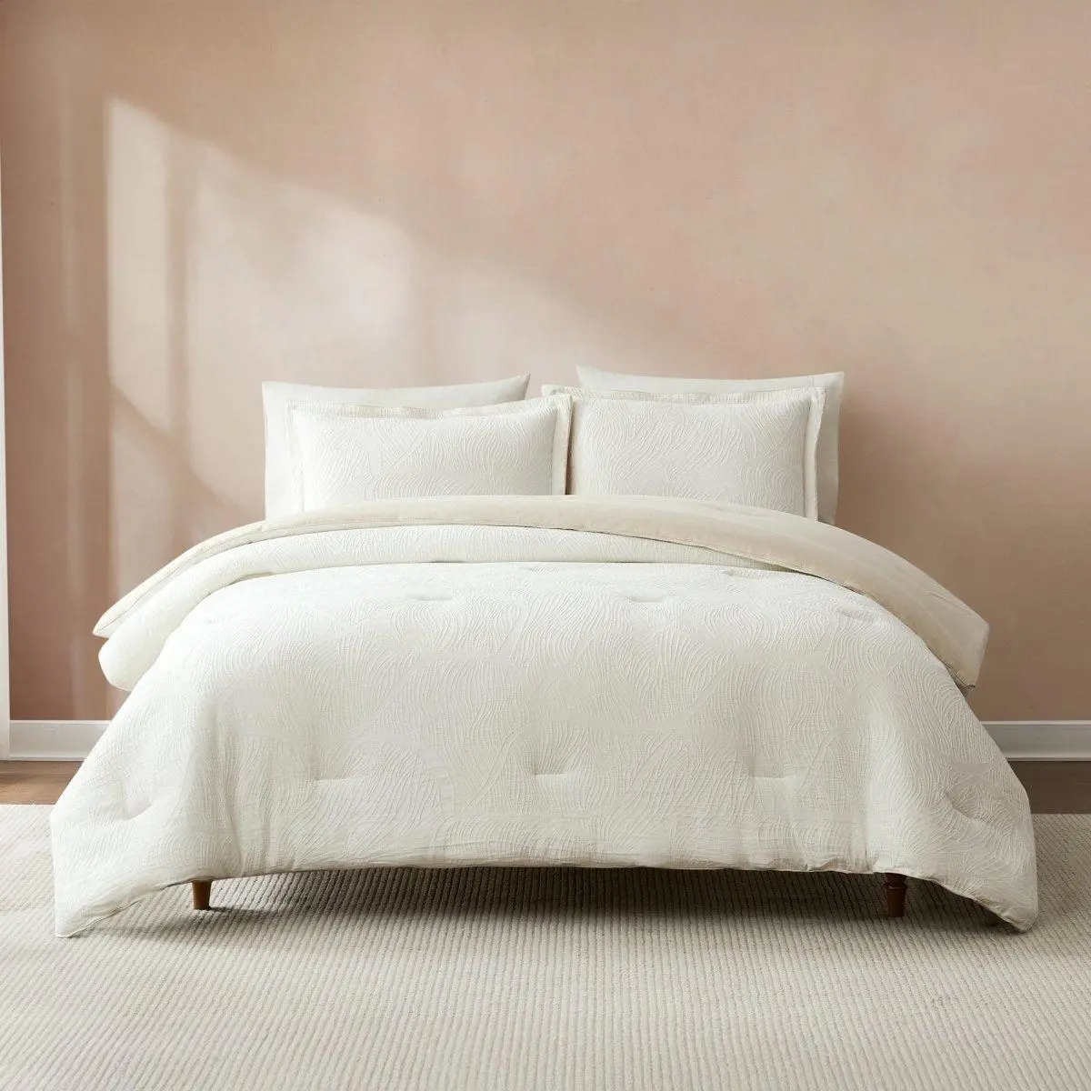Lush Decor x Chuks Collins Capstone Whisper Comforter Set - 3-Piece Cotton Blend Bedding with Jacquard Design & Medium-Weight Fill for Cozy Warmth, Breathable Quilt Set, Quilt Set Bedding