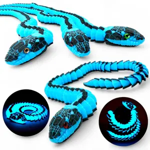 Articulated Glow in The Dark Garter Snake (25 Inch Long)– Fierce Blue Serpent with Vivid Glow, Realistic Motion, and Stunning Glass Eyes for Display, Gifting, or Fantasy Collectors