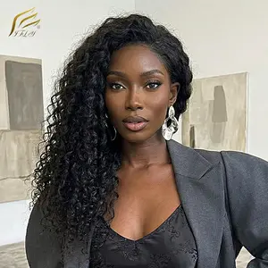 【20“= $89】IFLY 13x4 Deep Wave Lace Front Wigs 200% Density 12A   Wig Pre Plucked Deep Curly Wigs   for Women Natural Black Deep Wave Wig hair human