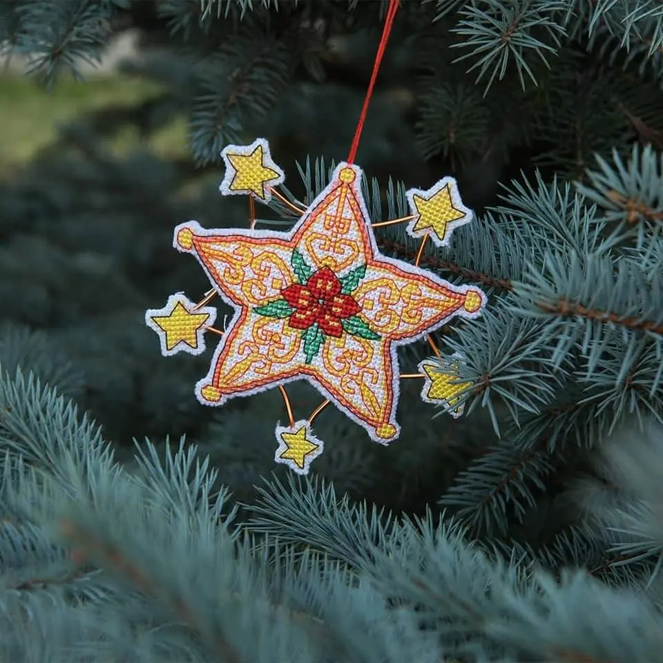 Christmas Tree Toy Plastic Canvas Cross-Stitch Kit by Charivna Mit T-07C