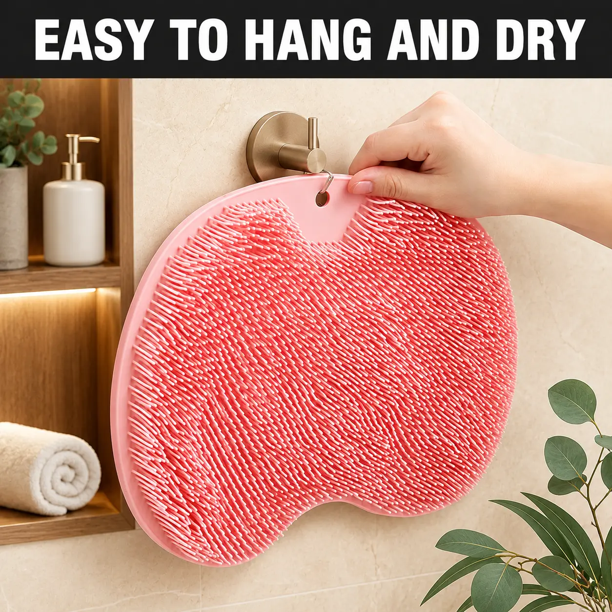 Wall Mount Silicone Exfoliating Bath Pad, Suction Cup Non-Slip Foot & Back Scrub Mat, Multifunctional Shower Cleansing Accessory for Full Body Skin Care