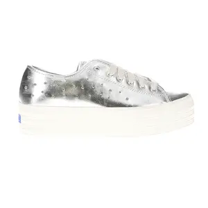 Keds Womens Triple Up Leather Light Up Lace Up Sneakers Shoes Casual - Silver
