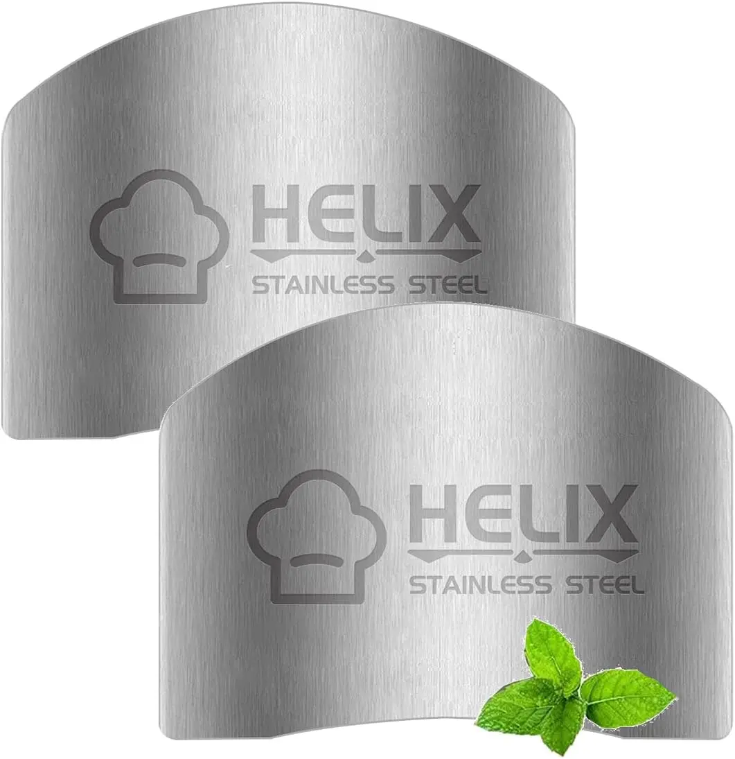 2-Pack Stainless Steel Ring-Shape Finger Guards, Adjustable Smooth-Edge Kitchen Cutting Aid, Fits Fingers, Durable Easy-to-Use Protector for Kids, Silver Knife Safety Tool