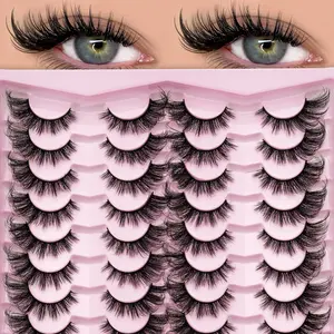 20 Pairs Artificial Mink Eyelashes Natural Full Strip False Lashes, Natural Look Lashes, Comfortable Reusable Strips for Daily Use, Beginner Friendly, DIY False Eyelashes, Eyelash Falsies