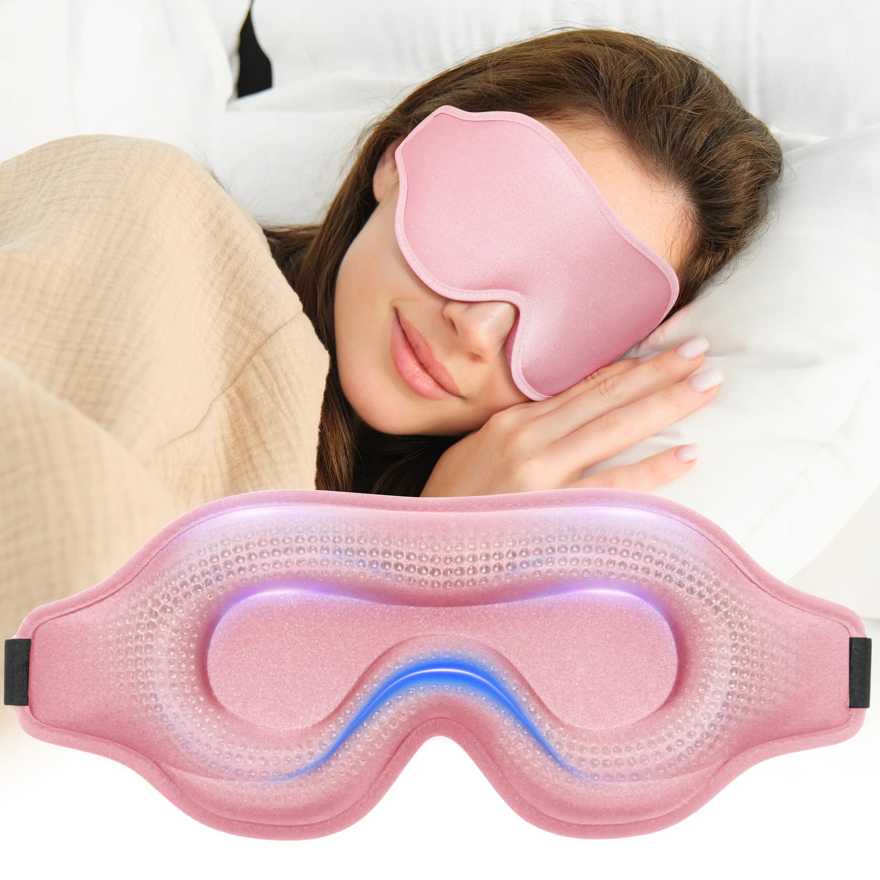 Albatross Health Weighted Sleep Mask, Blackout Eye Mask for Side Sleeper, 3D Contoured Sleeping Mask for Men Women, Travel Blindfold with Adjustable Strap (Obsidian, 4.6oz)