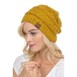 Slouchy Thick Warm Cap Hat Skully Confetti Cable Knit Beanie - CC HAT 33