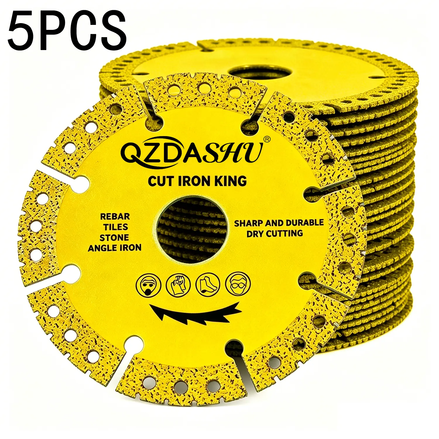 5pcs Diamond Cutting Wheels - 100mm/115mm Carbide Cut Off Discs for Angle Grinder, Compatible with Metal, Rebar, Steel