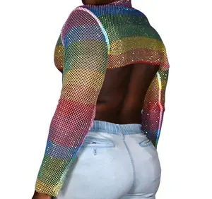 Gay pride MCE rhinestone long sleeve shoulder shrug