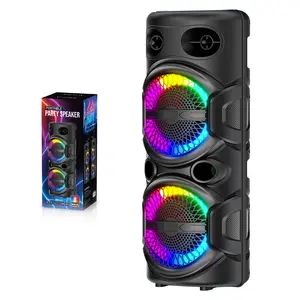 Dazone Portable Bluetooth PA Speaker 3000W Dual 8" Rechargeable BT Karaoke, TWS, Party Lights, FM/AUX/MP3/USB, Mic, Remote Control