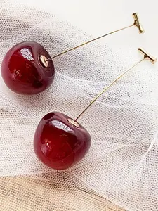 Elegant Cherry Earrings, Fashionable Fruit Carrot Studs, Daily Wear Jewelry for Women, Stylish Ladies Accessory