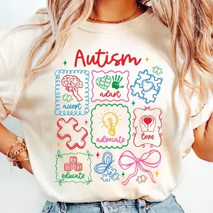 Comfort Colors Autism Awareness Coquette Bow Shirt, Neurodiversity Acceptance Graphic Tee, Special Education Teacher Top, Autism Advocate Gif