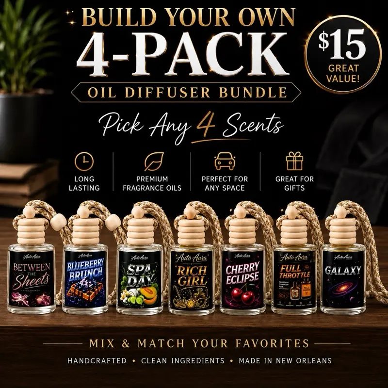 Auto Aura Build Your Own 4-Pack Oil Diffuser Bundle | Mix & Match Any 4 Scents