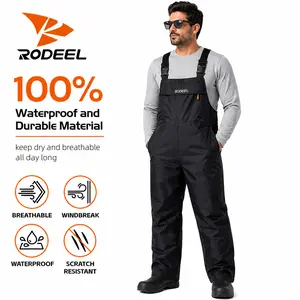 【RODEEL】717 Waterproof Bib Overalls Men Durable Rainwear with Adjustable Suspenders and Big Chest Pocket Relaxed Fit Pants Workwear for Outdoor Fishing Boating Car Washing Construction Landscaping Gardening Workwear