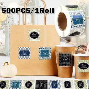 500PCS/1Roll Eid Mubarak Stickers Islamic Decoration Labels for Chocolate Candy Goodie Gift Box Envelope Seal Ramadan Party decor