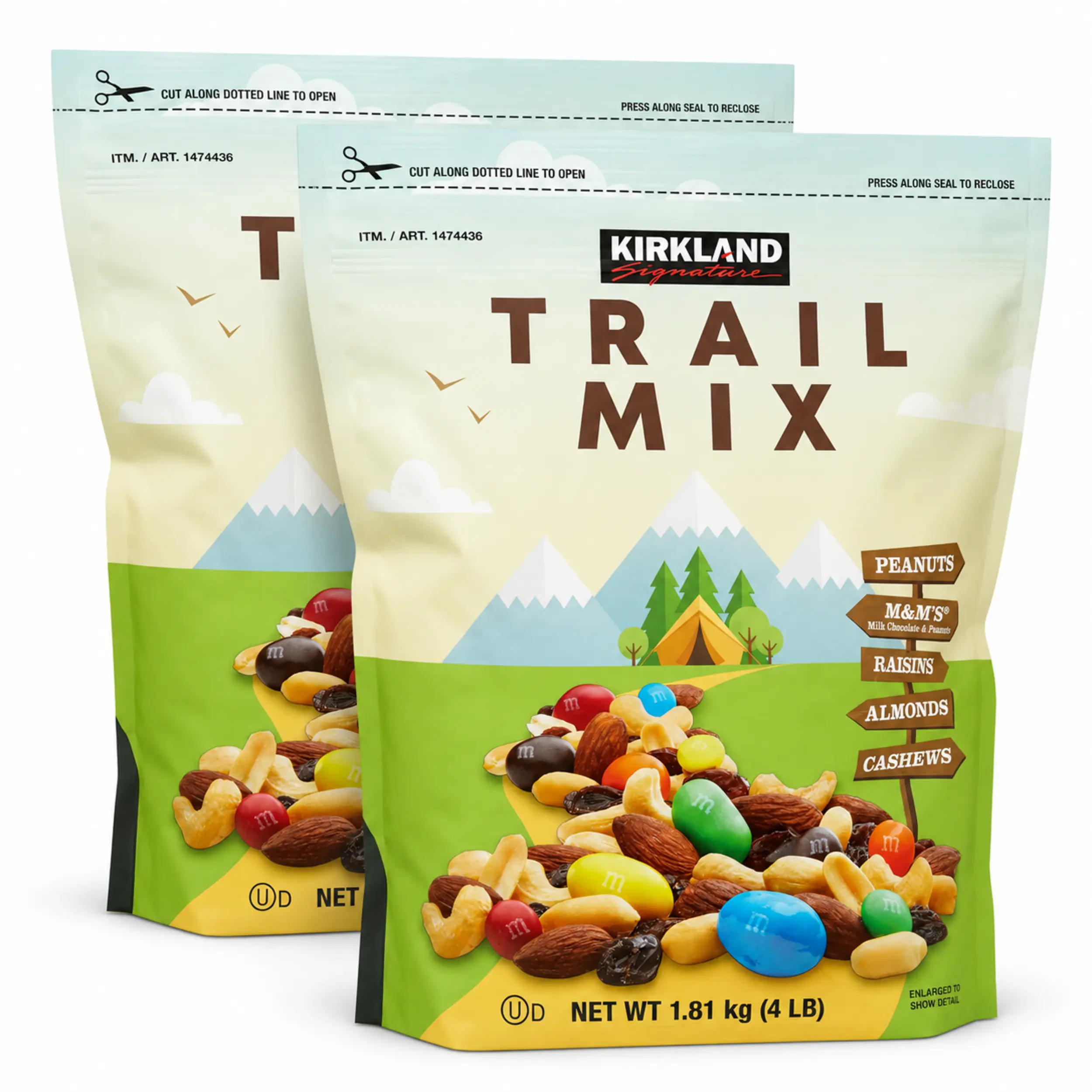 Kirkland Signature Peanut-Infused Dried Sweet Chocolate Milk Trail Mix - Party Snack with Tree Nuts, Peanuts, Almonds - 8 Lbs (2 Packs of 4 Lbs) for Cupboard Storage, Pantry Stocking