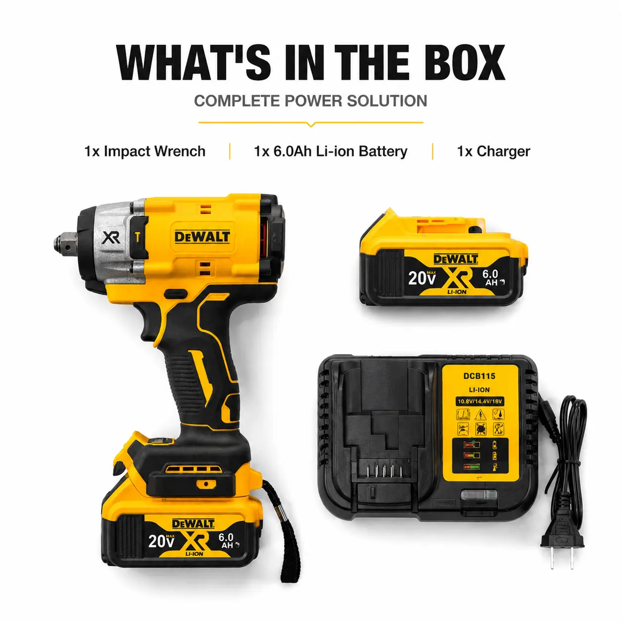DEWALT DCF922 20V Brushless Impact Kit, Compact Work Tools - Fits Anywhere, Long Battery Life, Rapid Charger, Fast Tire/Truck/Stubborn Bolt Removal, Cordless Electric Impact Wrench for Automotive Maintenance,home,project,,car,heavy duty,nut,lug,3-in-1