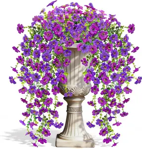 Der Rose Artificial Flowers for Outdoors UV Resistant Fake Hanging Flowers for Spring Decoration, Realistic Faux Flowers with Trailing Vines for Porch Patio Balcony Fence Garden Decor