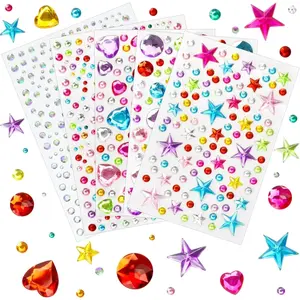 7/8sheets Gem Stickers Rhinestones for Crafts,Sparkling Cute Small Stickers,Glitter Jewels Stickers for Face Eye Body Makeup,DIY