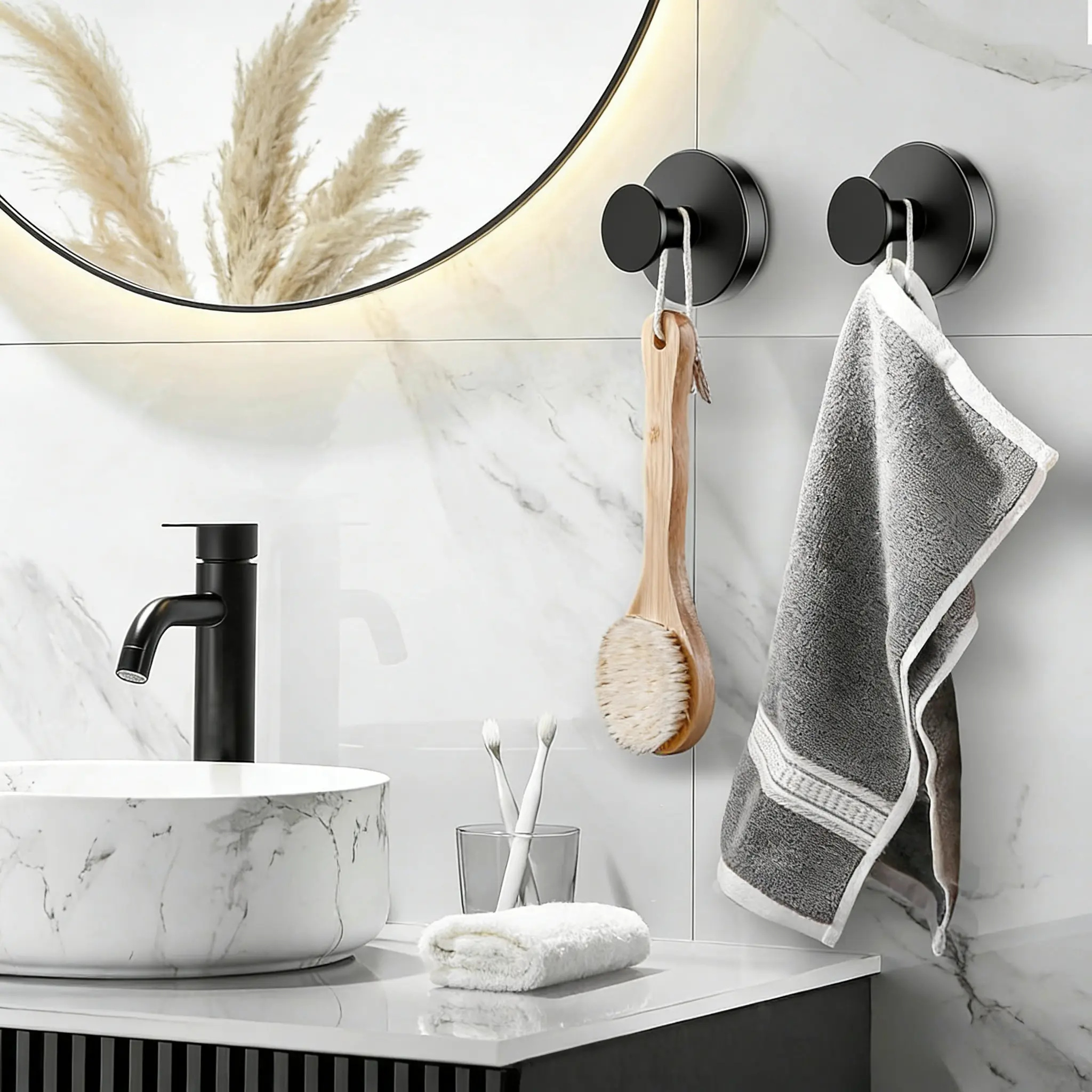 Decerk 2 PCS Suction Cup Hooks christmas gift Gadgets Kitchen home essentials  suction Hooks bathroom accessories Waterproof Reuseable for Shower Bathroom Towel Hooks Shower Hooks Holders Shower Hooks Hanging Towels Loofah Robe