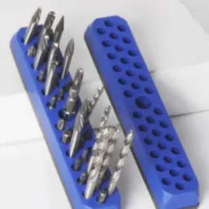 Magnetic Drill Bit Holder Rack, Professional Tool Storage, Power Tool Organizer, Construction Tool Organizer, Garage Tool Storage, 1/4 Inch Hex Shank, Strong Magnetic Base, & Blue Colors