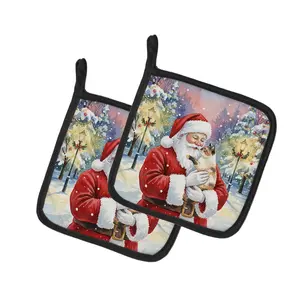 Carolines Treasures FNT1166PTHD 7.5 x 7.5 in. Tortie Point Cat with Santa Claus Pot Holders, Pack of 2