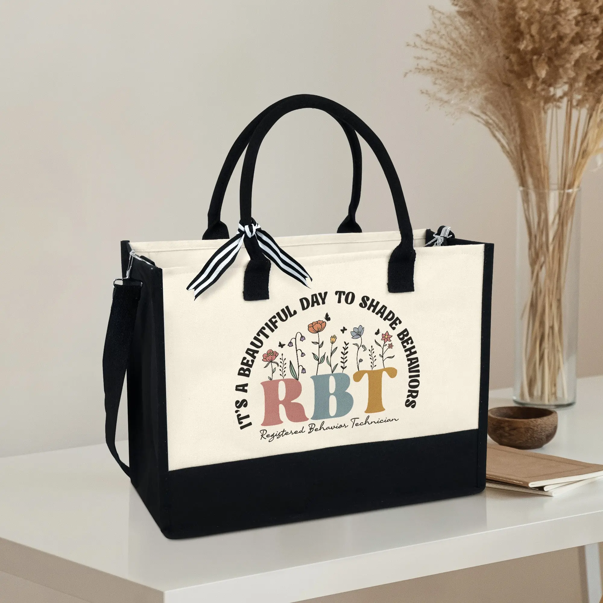 Registered Behavior Technician Tote Bag – RBT Christmas Gift,  Xmas Gift for Women, Behavior Analyst Tote, Birthday Gift, 13oz Canvas Tote Bag with Zipper MLN2270TNB