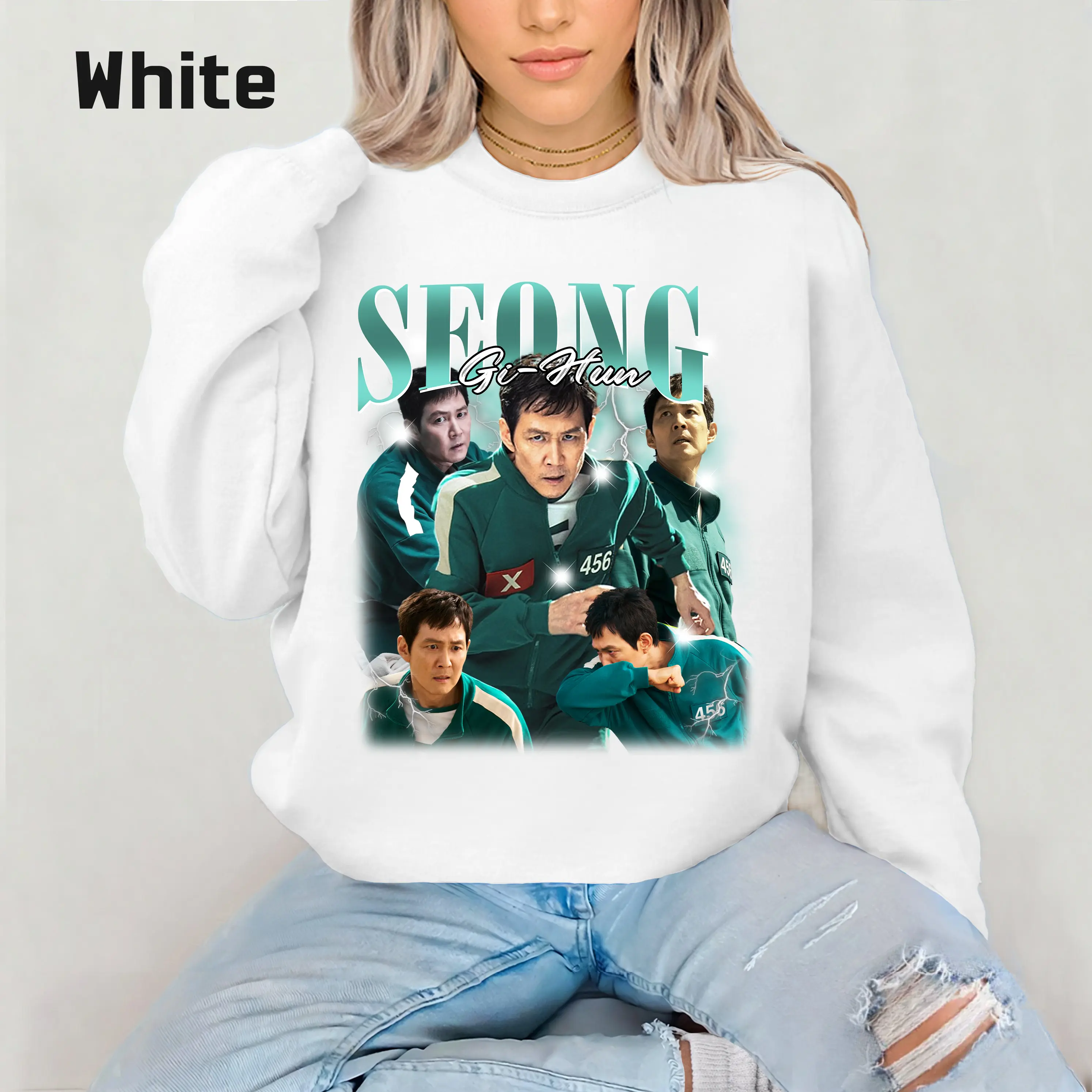 Player 456 Squid Game ss2 Sweatshirt, Trending Graphic Seong Gi Hun Sweatshirt, Vintage Squid Game ss2 Sweatshirts, Player 456 unisex Sweatshirts