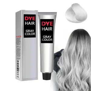 Silver Hair Dye - Permanent Silver Gray Hair Color for Light Hair, Plant-Infused Nourishing Formula,Gray Blending Hair Color, Instant Silver Gray Hair Dye Cream,Long-Lasting,100ml