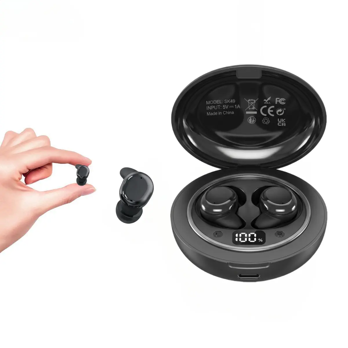 Mini Bluetooth 6.0 Sleep Earbuds TWS for Side Sleepers True Wireless Invisible Noise Cancelling Earphones with ENC CVC 80 Free White Noise Tracks Compact Charging Case LED Display