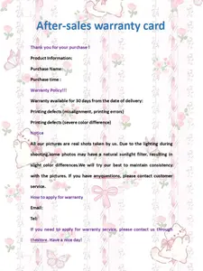 Poster warranty card