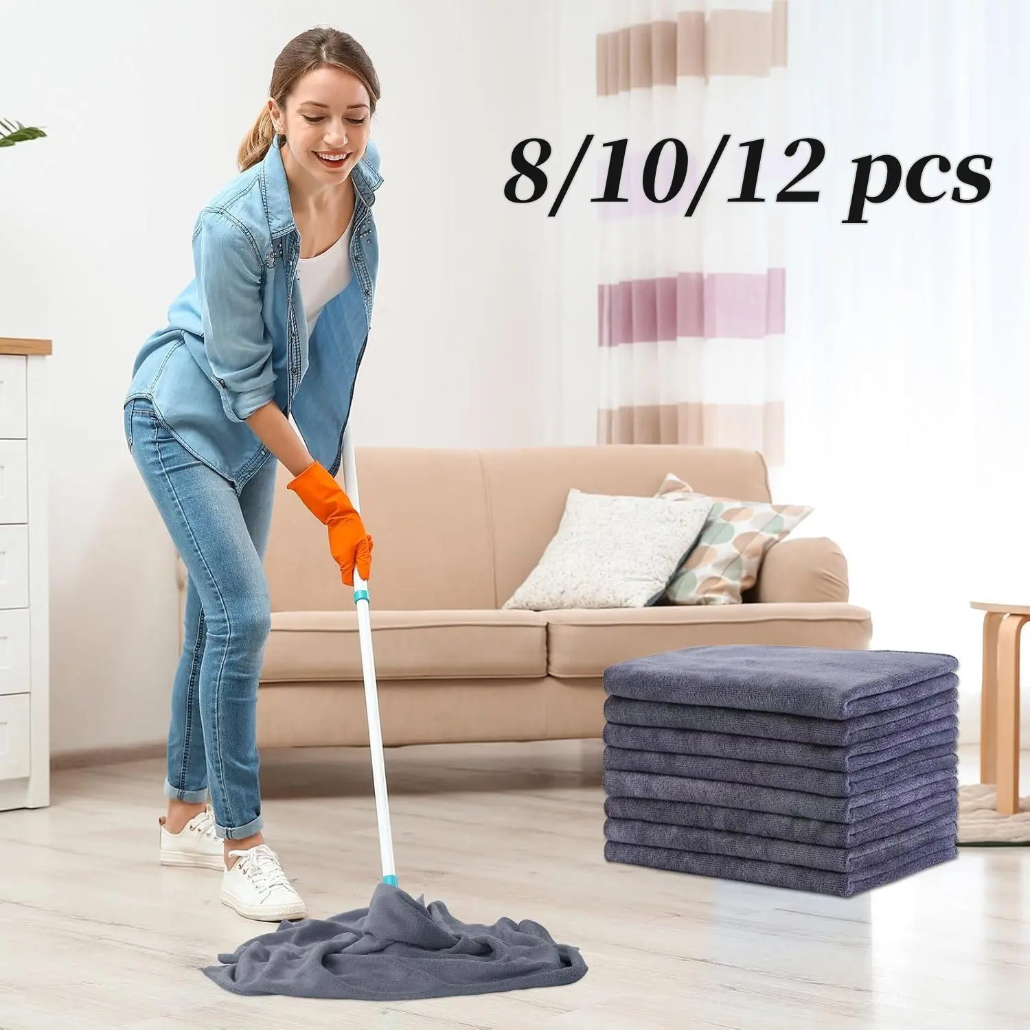 8/10/12 Pack Super Absorbent Microfiber Towels, Reusable Kitchen Cleaning Towels, Soft Absorbent Car Wiping Cloths, Microfiber Towels for Cars, Car Washing Towel, Car Wash Microfiber Towel, Durable & Eco-Friendly, Car Wash Supplies