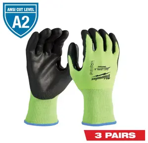Milwaukee 48-73-8928D Level 2 Cut Resistant Polyurethane Dipped Gloves 3 Pack XL
