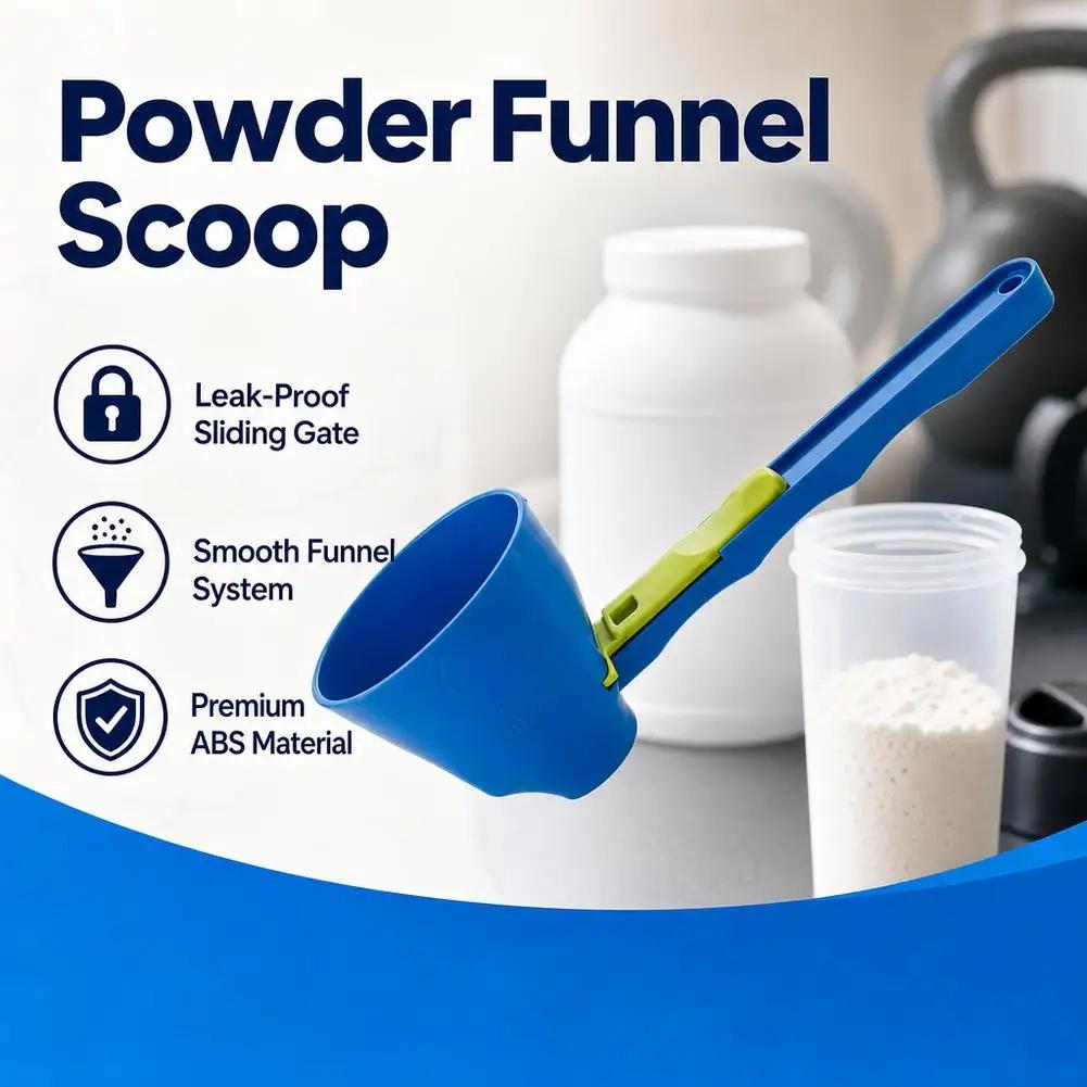 3 Pieces BPA-Free Plastic Protein Powder Funnel Set - Mini Funnel with Sliding Scoop and Container, Kitchen Tools and Gadgets, Cooking Accessories, Countertop Cooking Accessory for Home Kitchen Use, Pre-Workout Creatine Powder